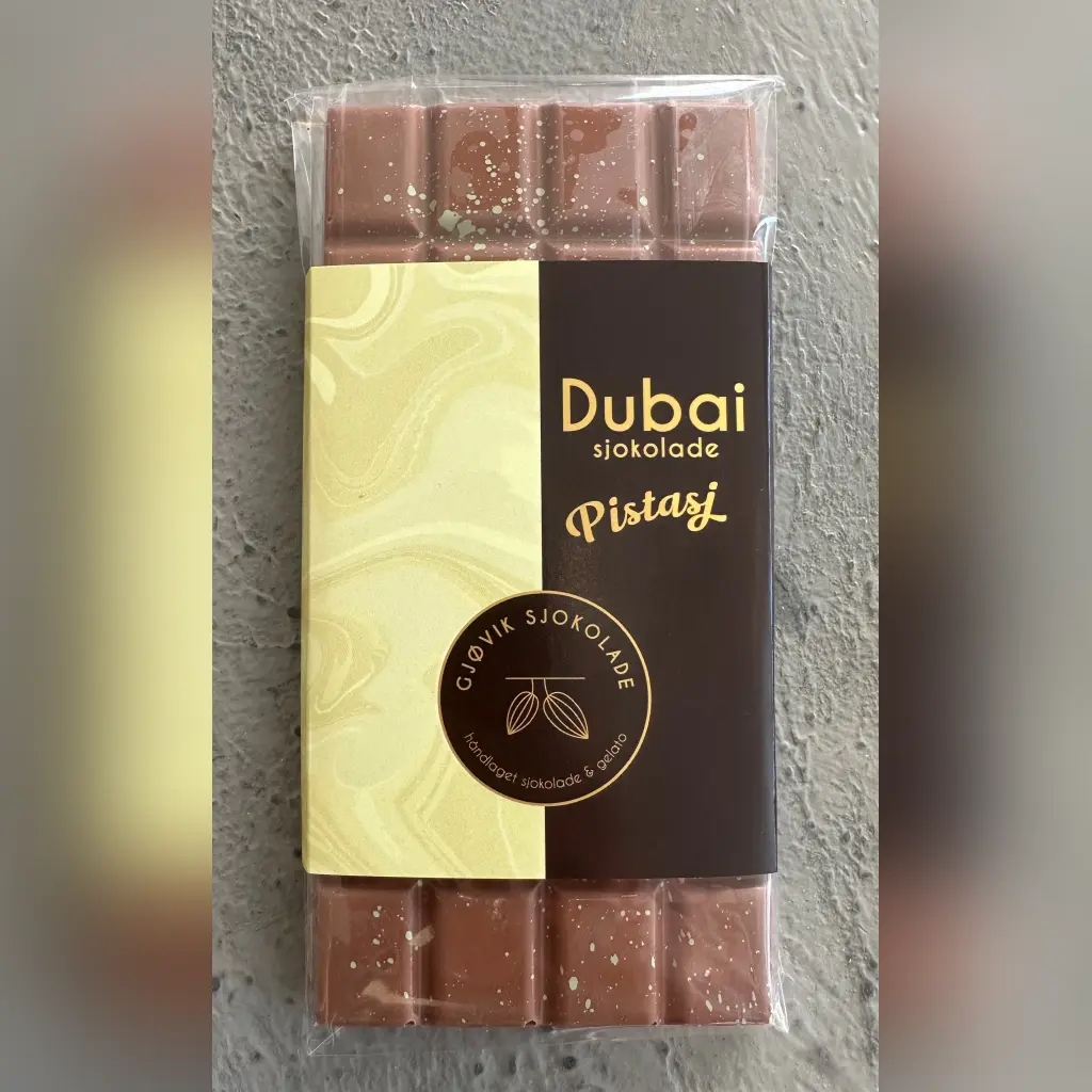 Gjøvik Sjokolade Dubai Sjokolade Pistasj | Sjokoladeplate